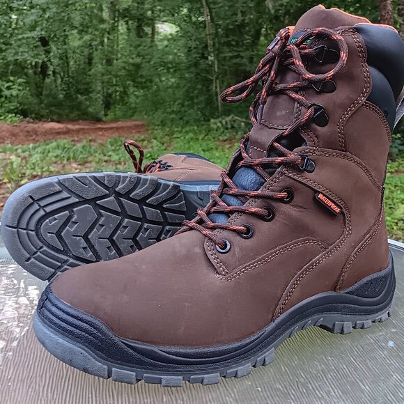Men\'s HyTest Brown Leather Steel Toe Waterproof Boots Size 10.5 W main image 7